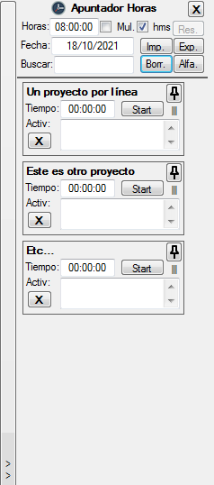 Task chronometer interface
