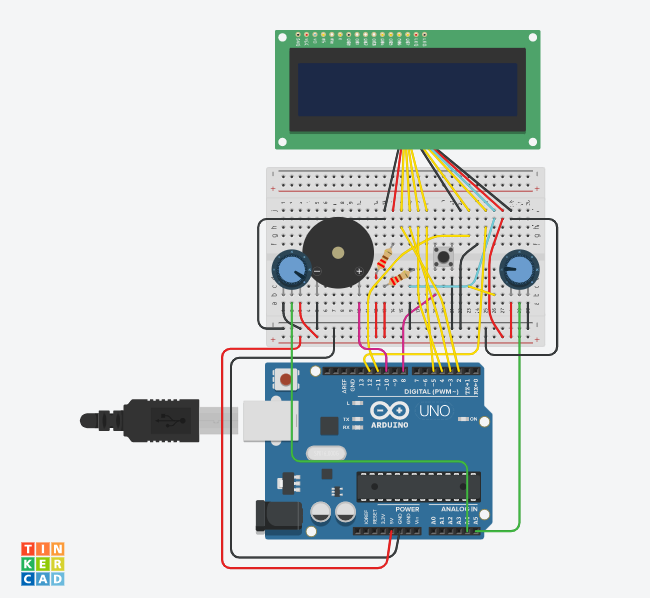 ImageAn Arduino circuit schematic that represents the physical interface of the Memo Memo game