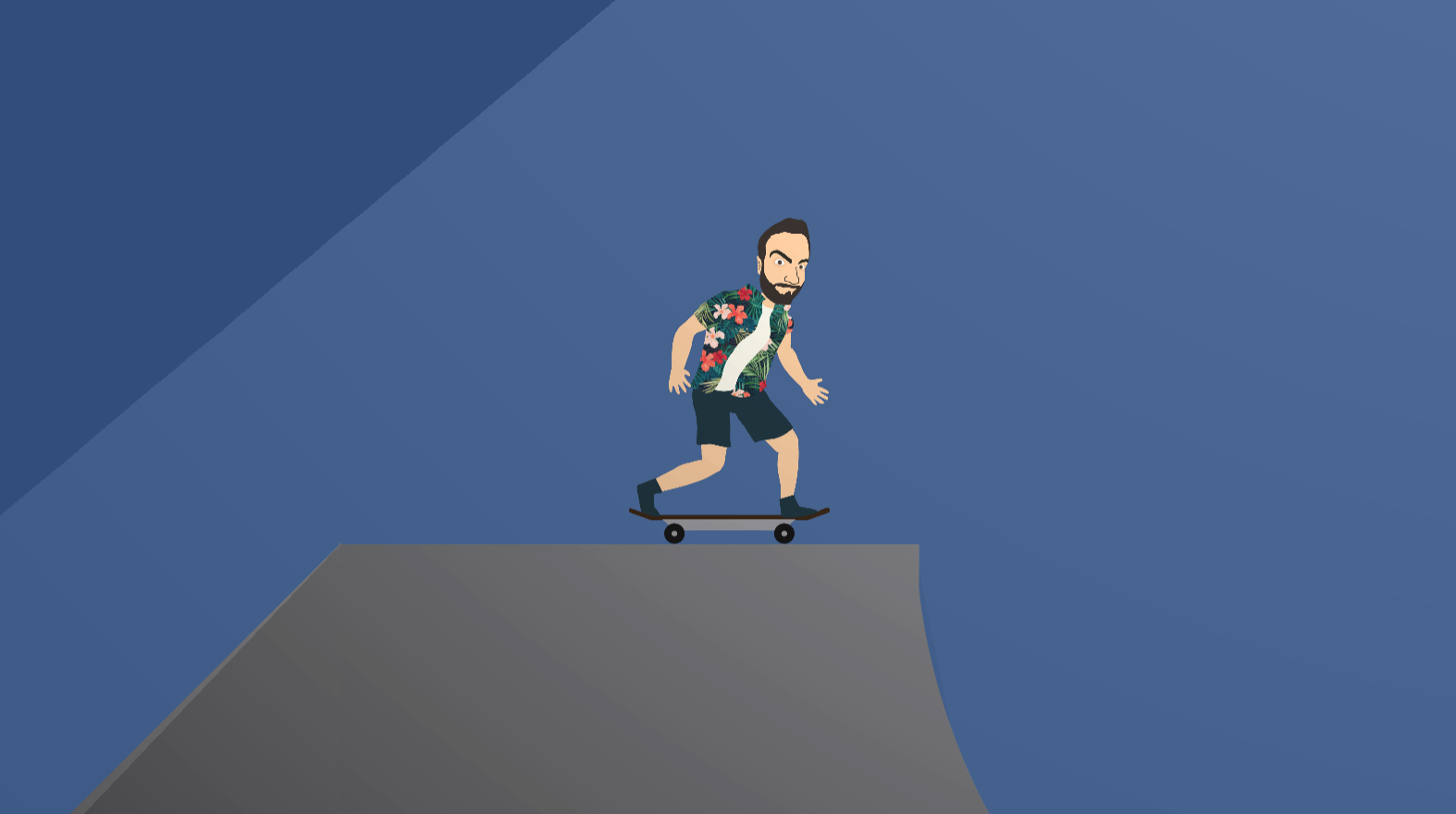 2D skater at the top of a half pipe, a screenshot of the Slide or Pass away videogame