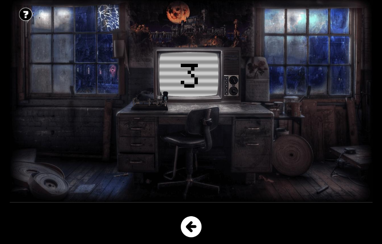 An obscure and messy room with an antique cathode TV screen. The TV is resting on a desk table.