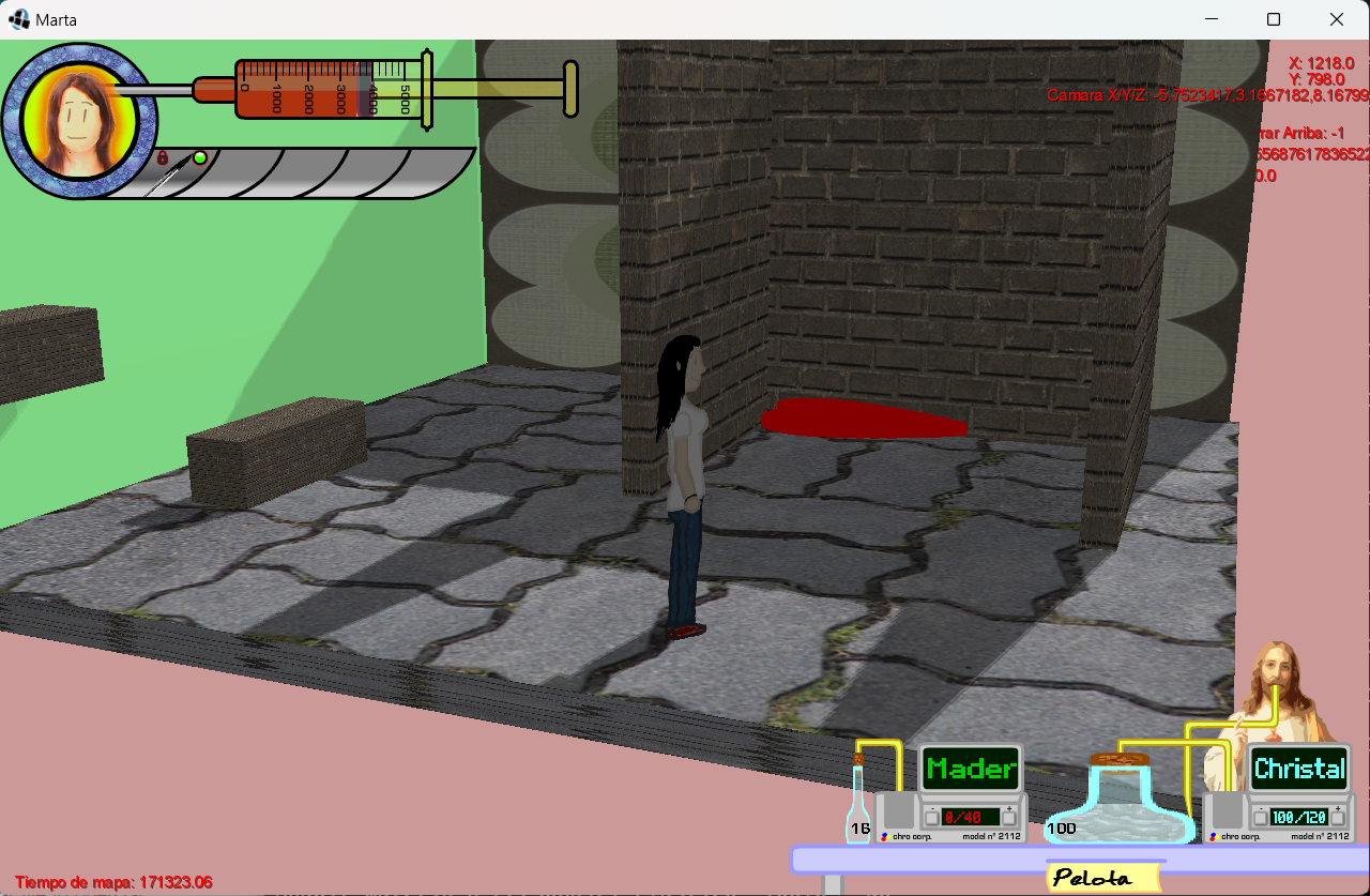 2D human girl character within a 3D videogame